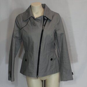 Soya & Kio Women Moto Jacket Gray Zip Up  Cotton Lined Long Sleeves size Medium